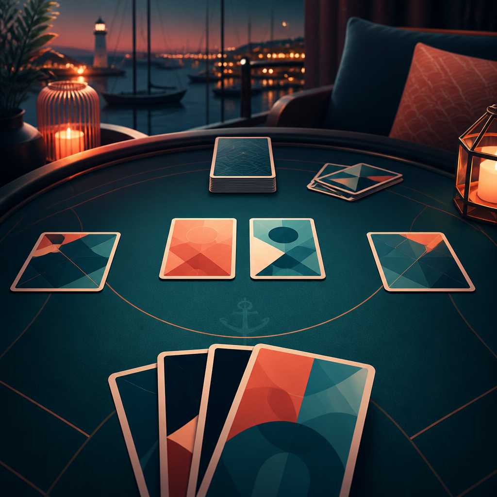 Harbor Hold social card table session in a teal lounge setting